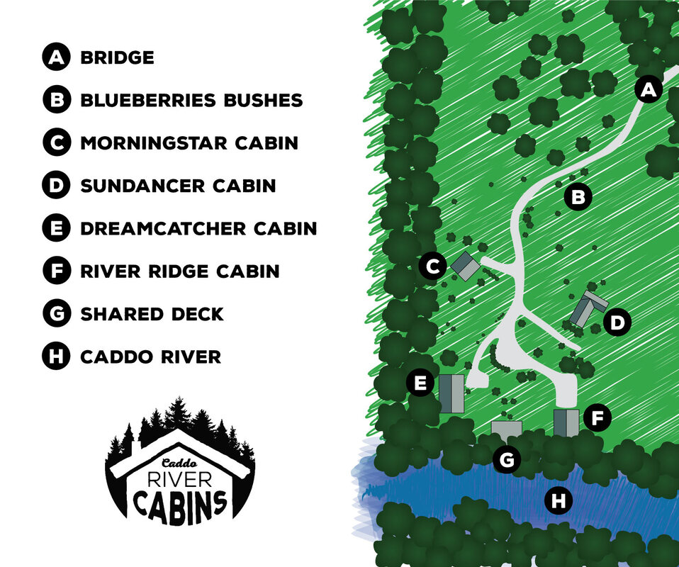 Caddo RIver Cabins Grounds Map